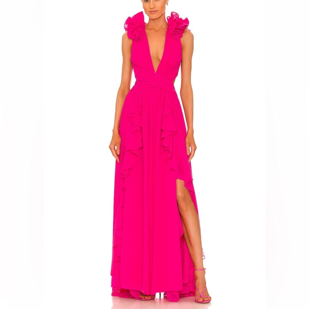 PatBo Plunging Cut Out Gown Hot Pink